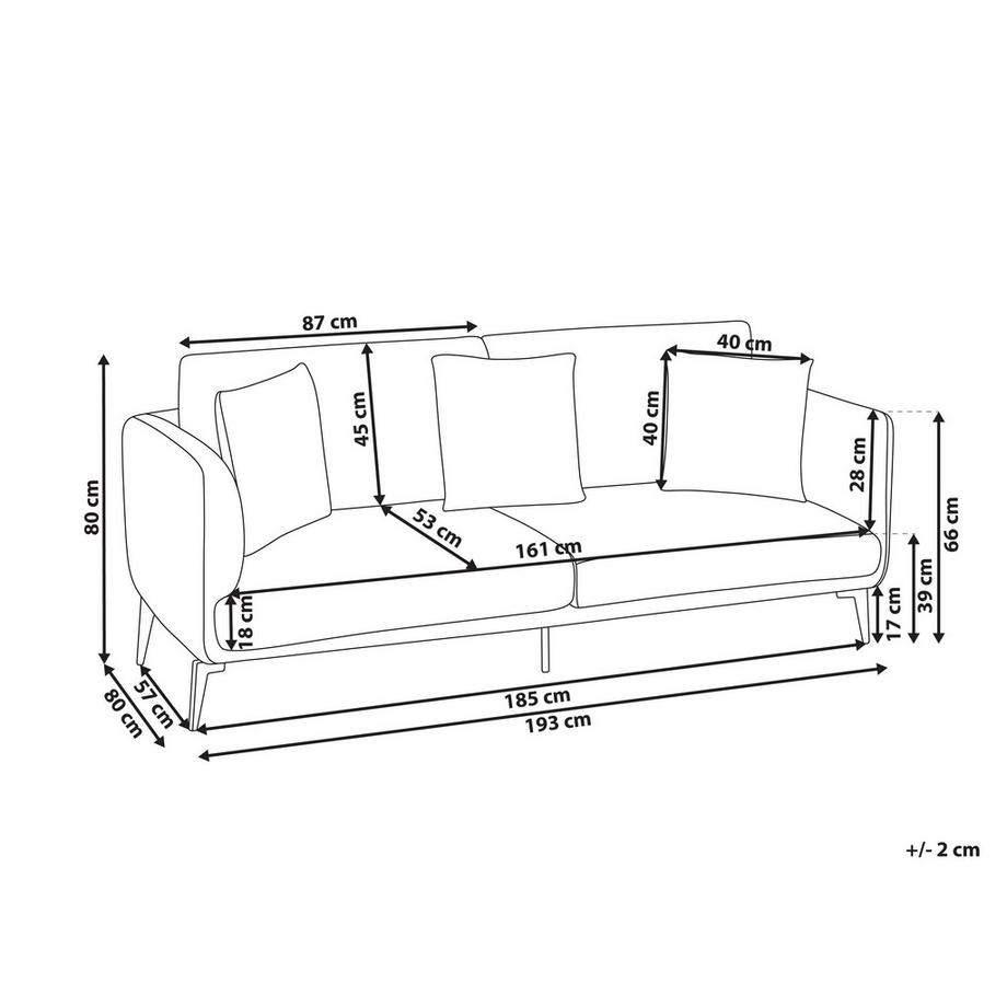 Beliani 3 Sitzer Sofa aus Samtstoff  BODUM  