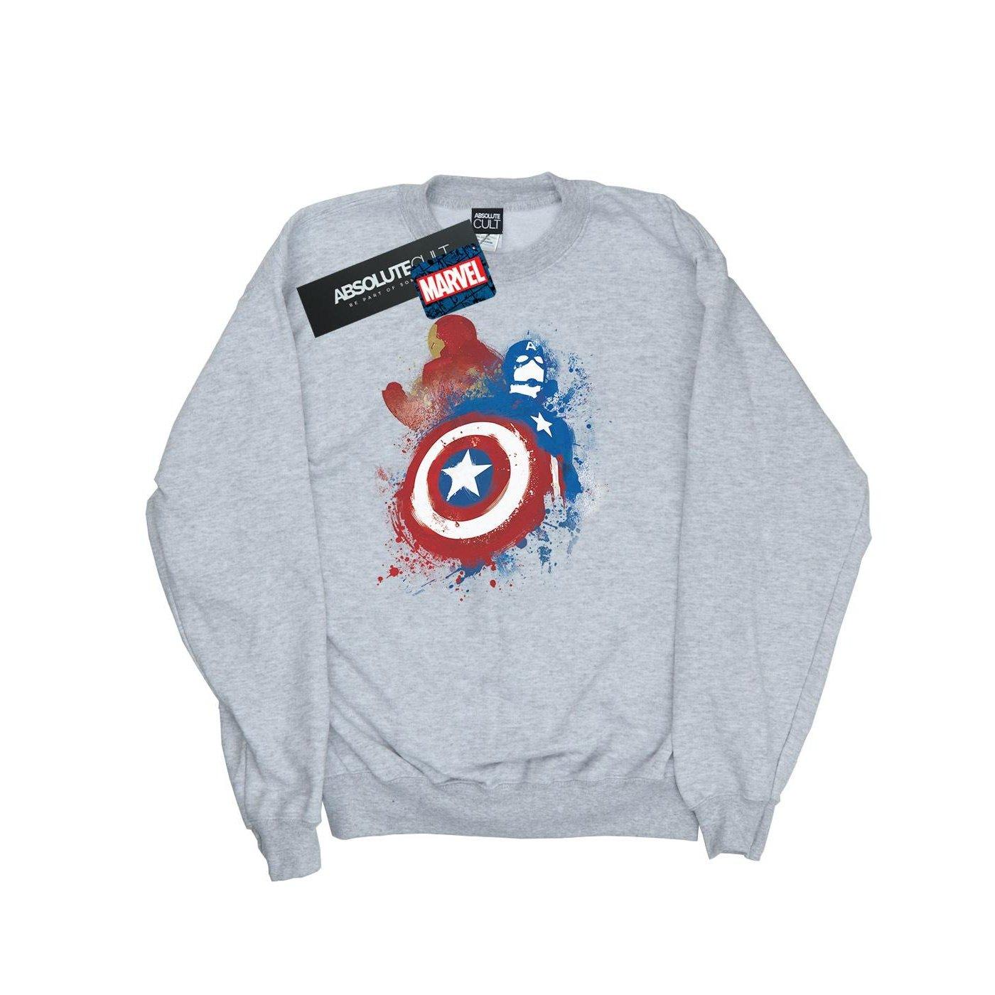 Image of Captain America Civil War Painted Vs Iron Man Sweatshirt Unisex Grau 116