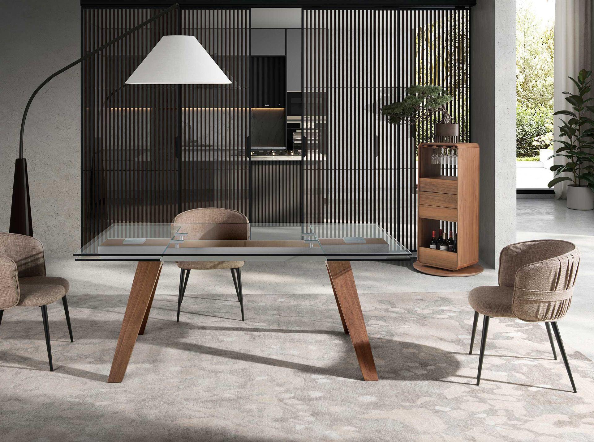 ANGEL CERDA Mobile bar girevole in noce  