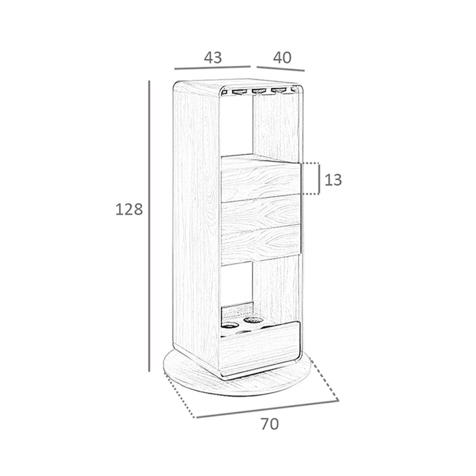 ANGEL CERDA Mobile bar girevole in noce  