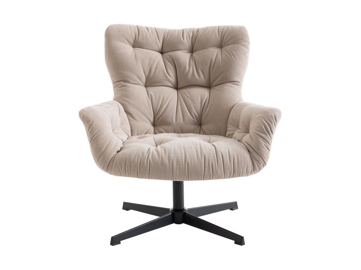 Vente-unique Fauteuil pivotant en tissu beige OPHELIE  