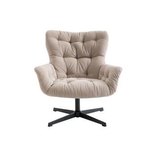 Vente-unique Fauteuil pivotant en tissu beige OPHELIE  