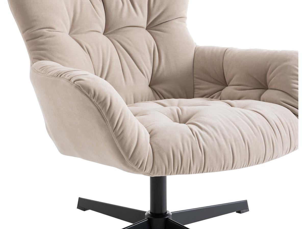 Vente-unique Fauteuil pivotant en tissu beige OPHELIE  