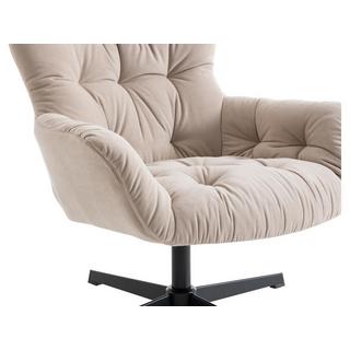 Vente-unique Fauteuil pivotant en tissu beige OPHELIE  