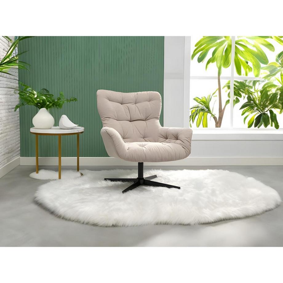 Vente-unique Drehsessel - Stoff - Beige - OPHELIE  