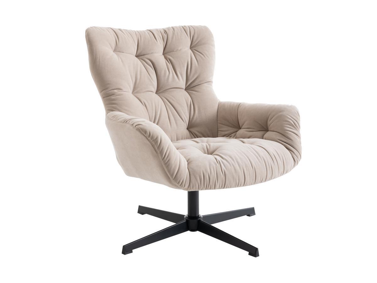 Vente-unique Fauteuil pivotant en tissu beige OPHELIE  