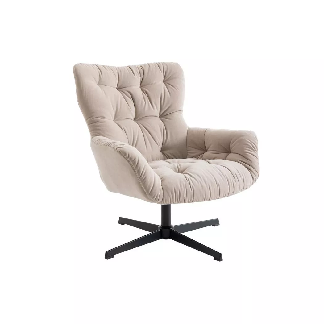 Vente-unique - Fauteuil pivotant en tissu beige ophelie