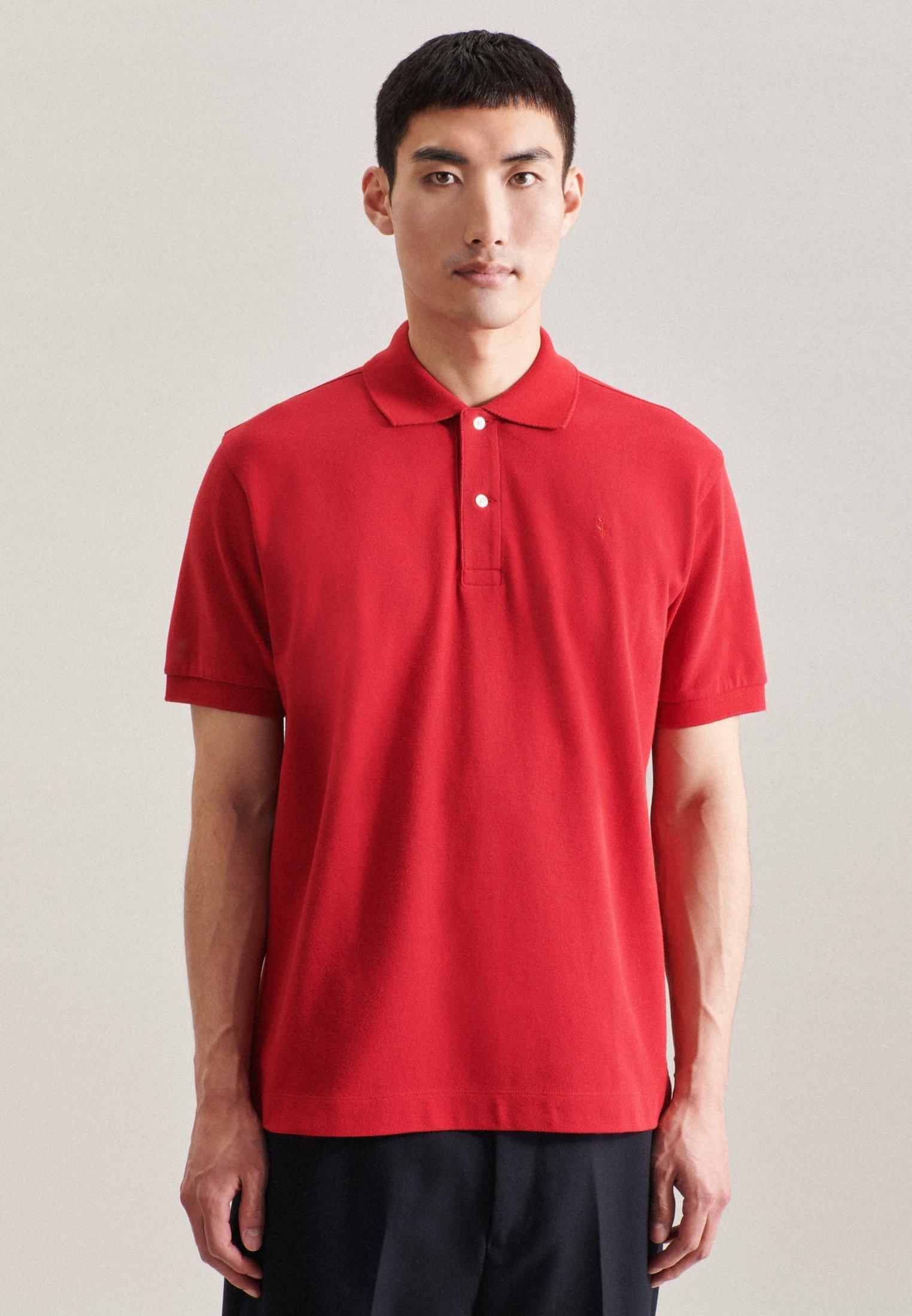 Image of Polo Slim Fit Kurzarm Uni Herren Rot XXL