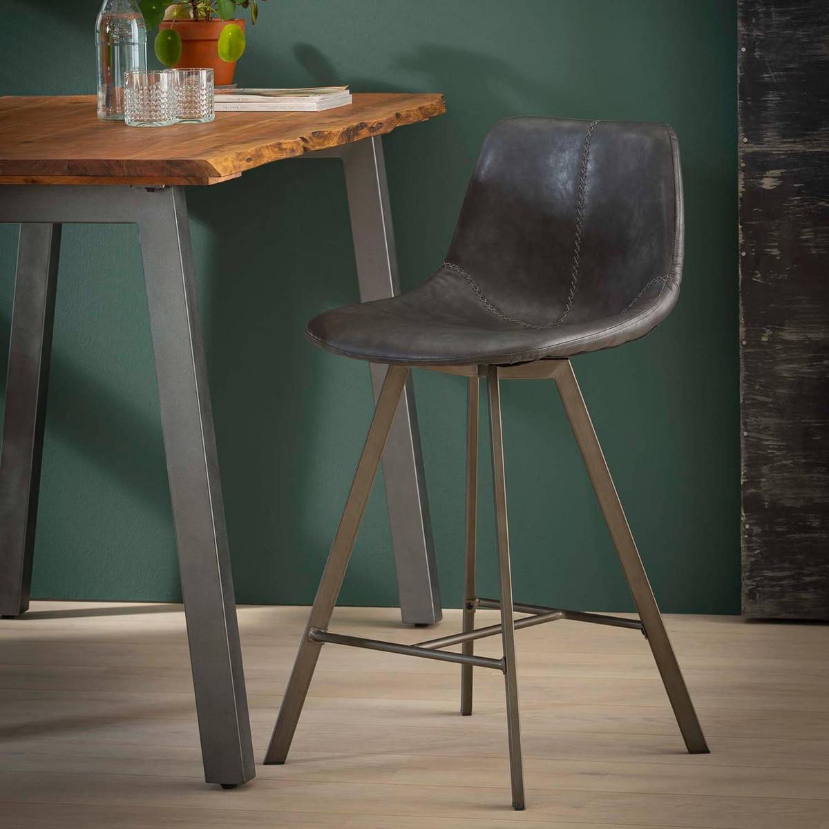 mutoni Tabouret de bar Vintage noir Retro Bryan  