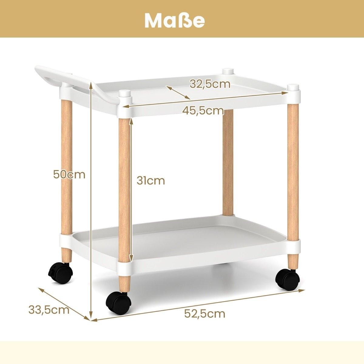 Northix 2-stöckiger Rollwagen mit Verriegelbaren Rädern & Buchenholzrahmen Trolley Organizer  