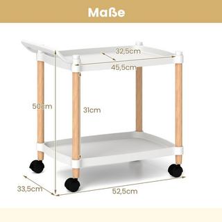Northix 2-stöckiger Rollwagen mit Verriegelbaren Rädern & Buchenholzrahmen Trolley Organizer  