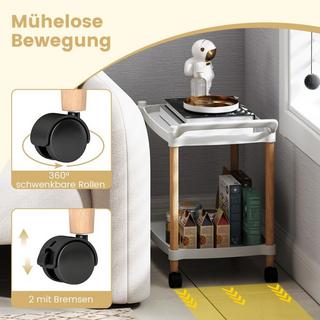 Northix 2-stöckiger Rollwagen mit Verriegelbaren Rädern & Buchenholzrahmen Trolley Organizer  