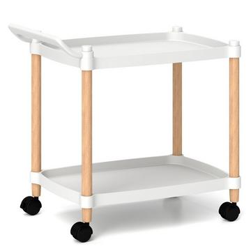 2-stöckiger Rollwagen mit Verriegelbaren Rädern & Buchenholzrahmen Trolley Organizer