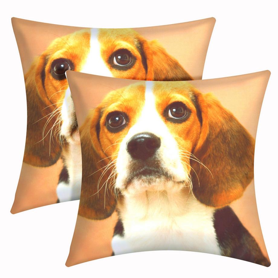Avizar Lot 2 Housses de Coussin Chien Beagle  