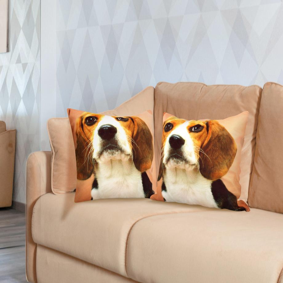 Avizar Lot 2 Housses de Coussin Chien Beagle  
