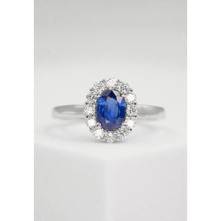 MUAU Schmuck  bague or blanc 750 diamant 0,40ct. saphir 0,88ct. 