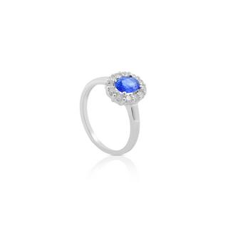 MUAU Schmuck  Ring Weissgold 750 Diamant 0.40ct. Saphir 0.88ct. 