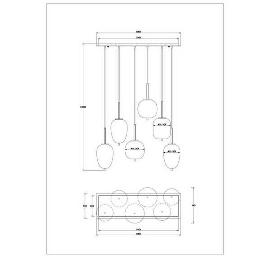 mutoni Lampe à suspension Blacky métal noir 6xE14  