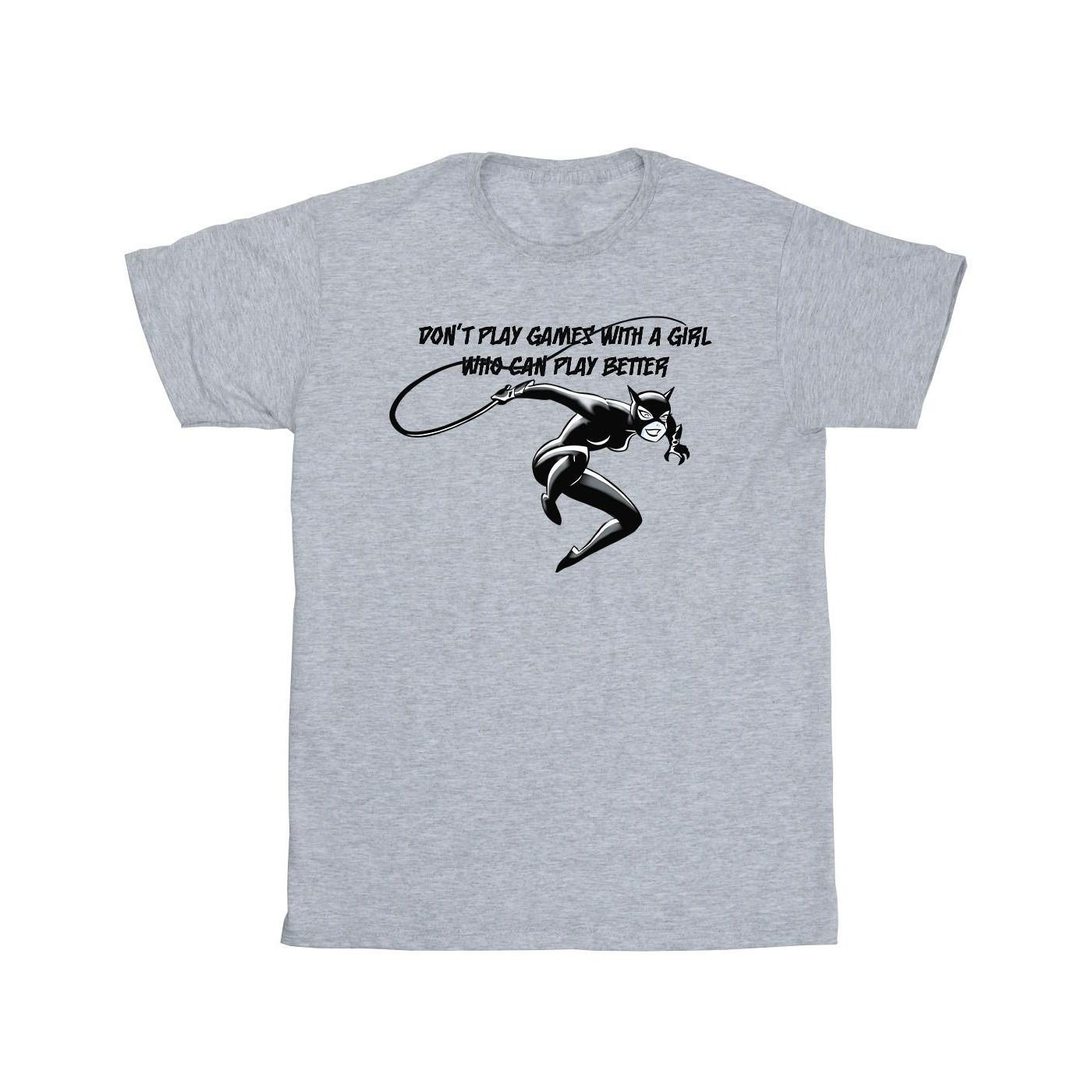 Image of Catwoman Don't Play Games Tshirt Herren Grau 5XL