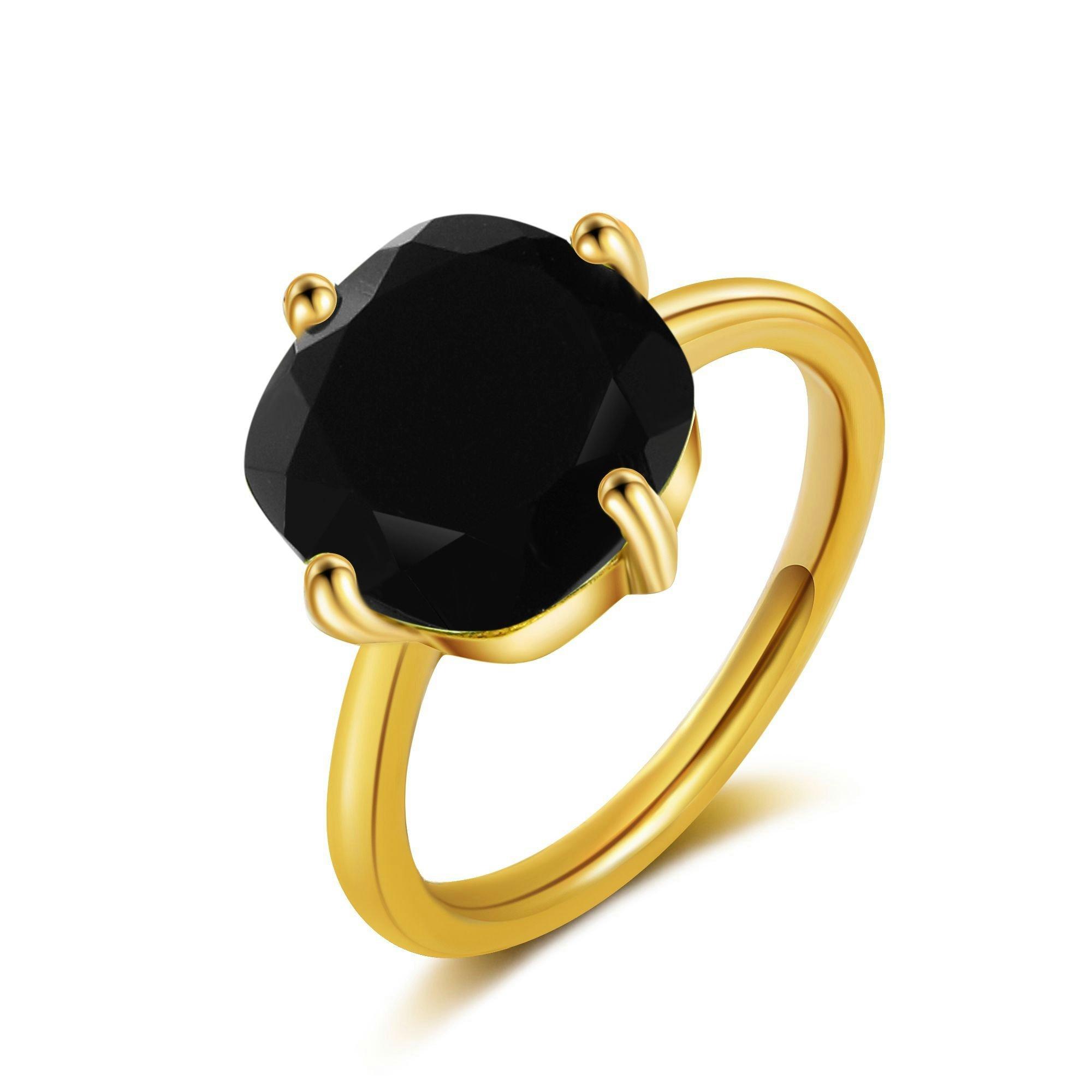 Image of Églantine Ring Onyx Damen Gold 49mm