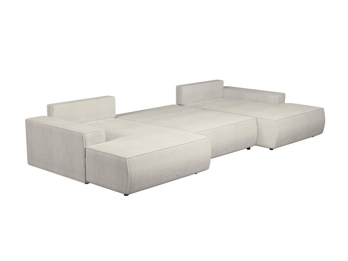 Vente-unique Divano letto angolare panoramico in Velluto a coste Beige AMELIA  