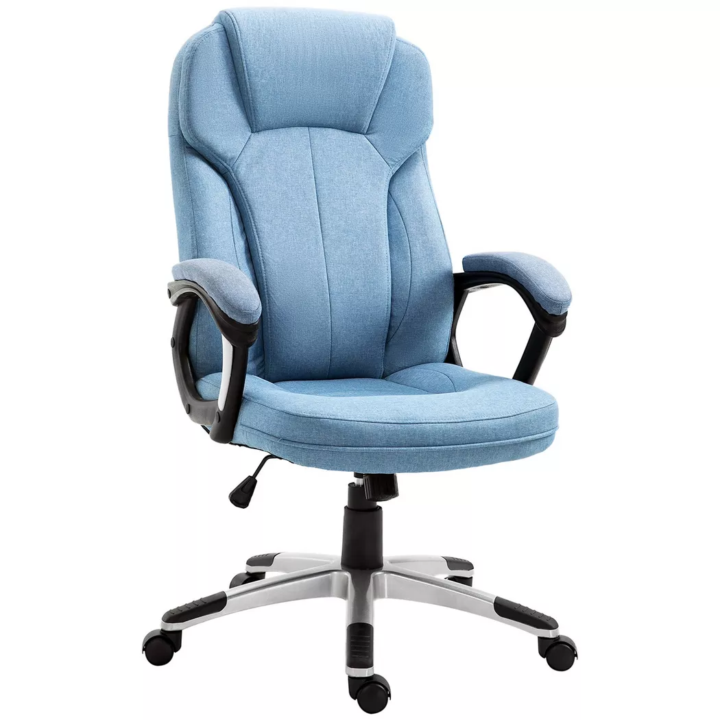 Northio – Bürostuhl Computerstuhl Drehstuhl Höhenverstellbar Wippfunktion Hellblau Leinen 66X75X110-120Cm, 66 x 77 cm