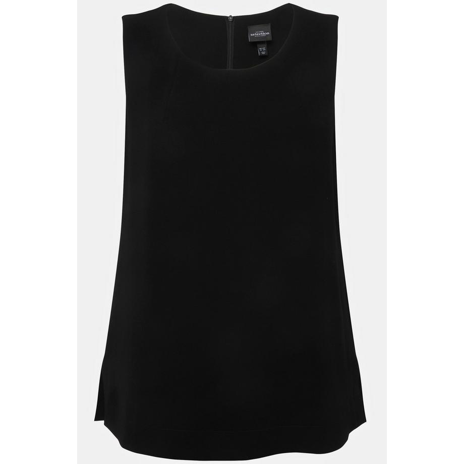 Ulla Popken Blouse en acétate coupe évasée col rond sans manches  