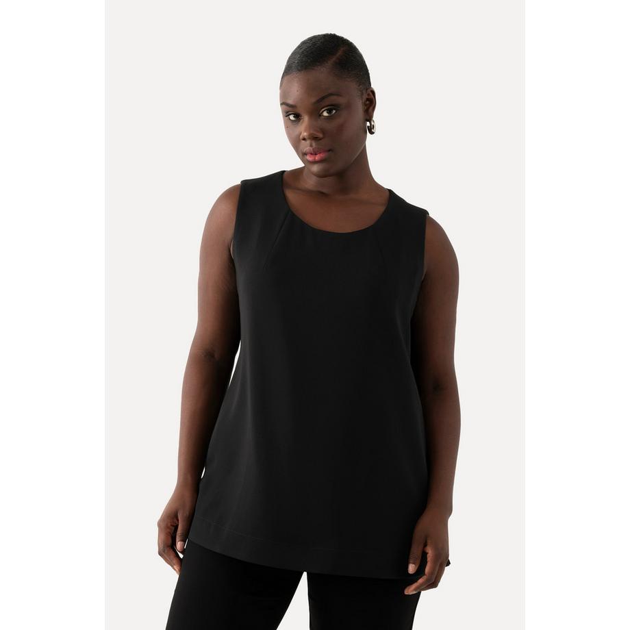 Ulla Popken Blouse en acétate coupe évasée col rond sans manches  