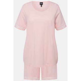 Ulla Popken  Pyjama, rubans en dentelle, col rond, manches courtes 