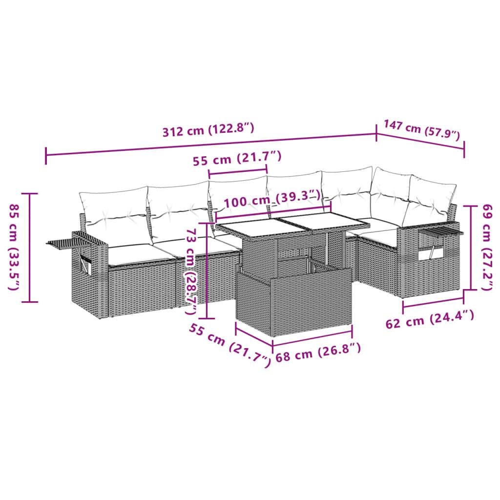 VidaXL Ensemble de canapés de jardin rotin synthétique  