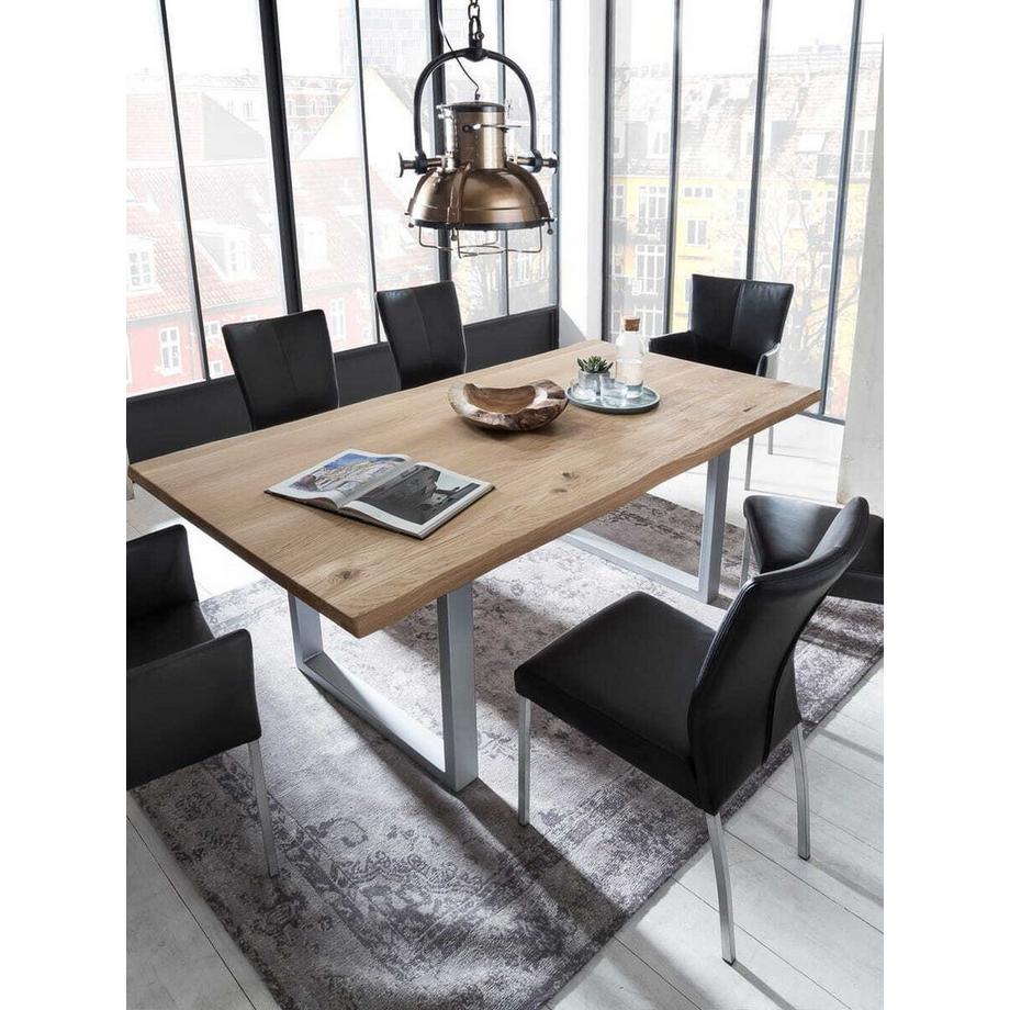 mutoni Table de salle à manger Unikat chêne sauvage argenté 180x90  