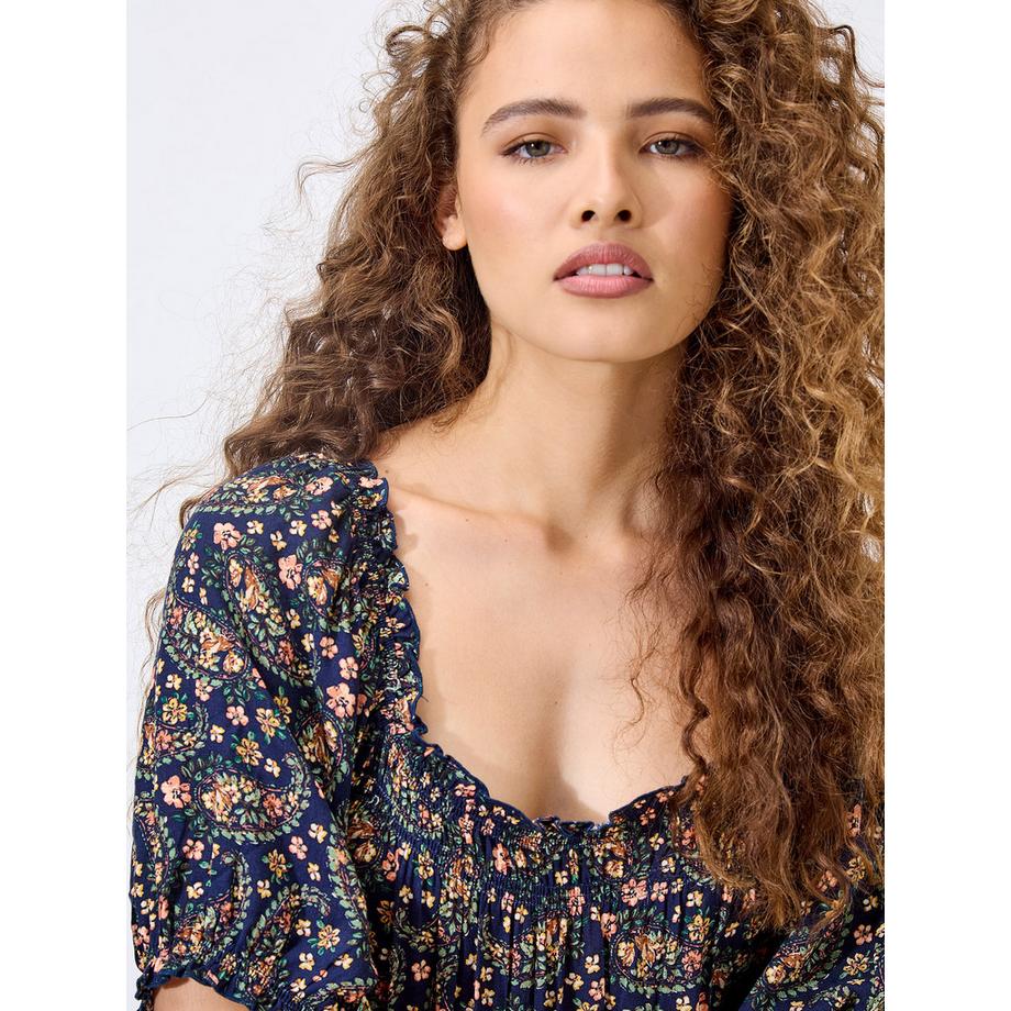 APRICOT Robe Longue Fleurie Motif Cachemire  