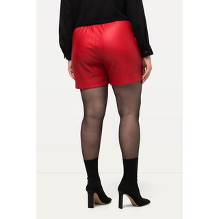 Ulla Popken  Shorts in similpelle con taglio della gamba ampio e cintura comoda 