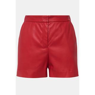 Ulla Popken  Shorts in similpelle con taglio della gamba ampio e cintura comoda 