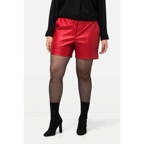 Ulla Popken  Shorts, Lederoptik, weites Bein, Komfortbund 