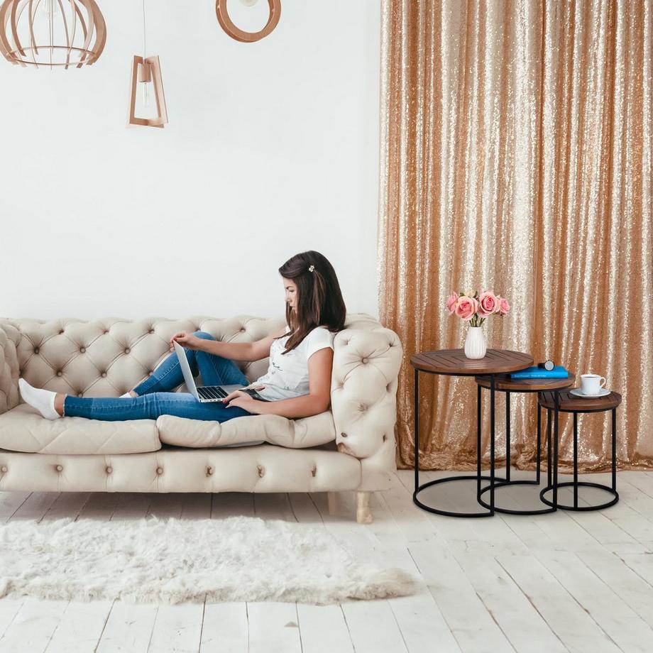 Northio Ensemble de 3 tables basses en manguier et métal  