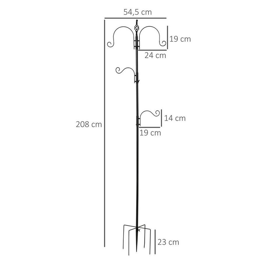 Northio  Station d'alimentation pour oiseaux Station d'alimentation décorative pour oiseaux sauvages avec 4 crochets 54,5 x 54,5 x 208 cm noir 