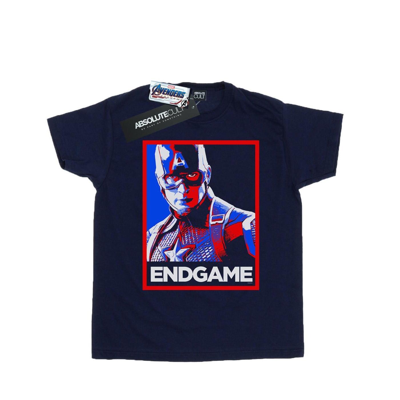 Image of Avengers Endgame Captain America Poster Tshirt Damen Marine XL