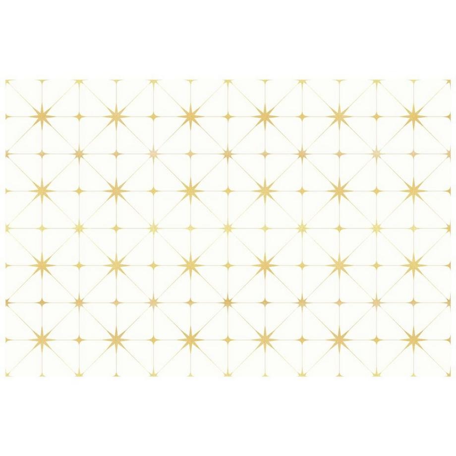 Vente-unique  Tapis en vinyle style art déco - 120x180 cm - Blanc et doré - CAROZA 