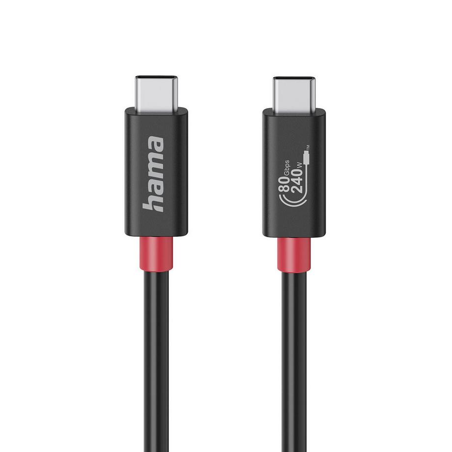 HAMA Cavo USB-C USB 4.0 Gen4 80 Gbit/s 240W 1,0m Nero