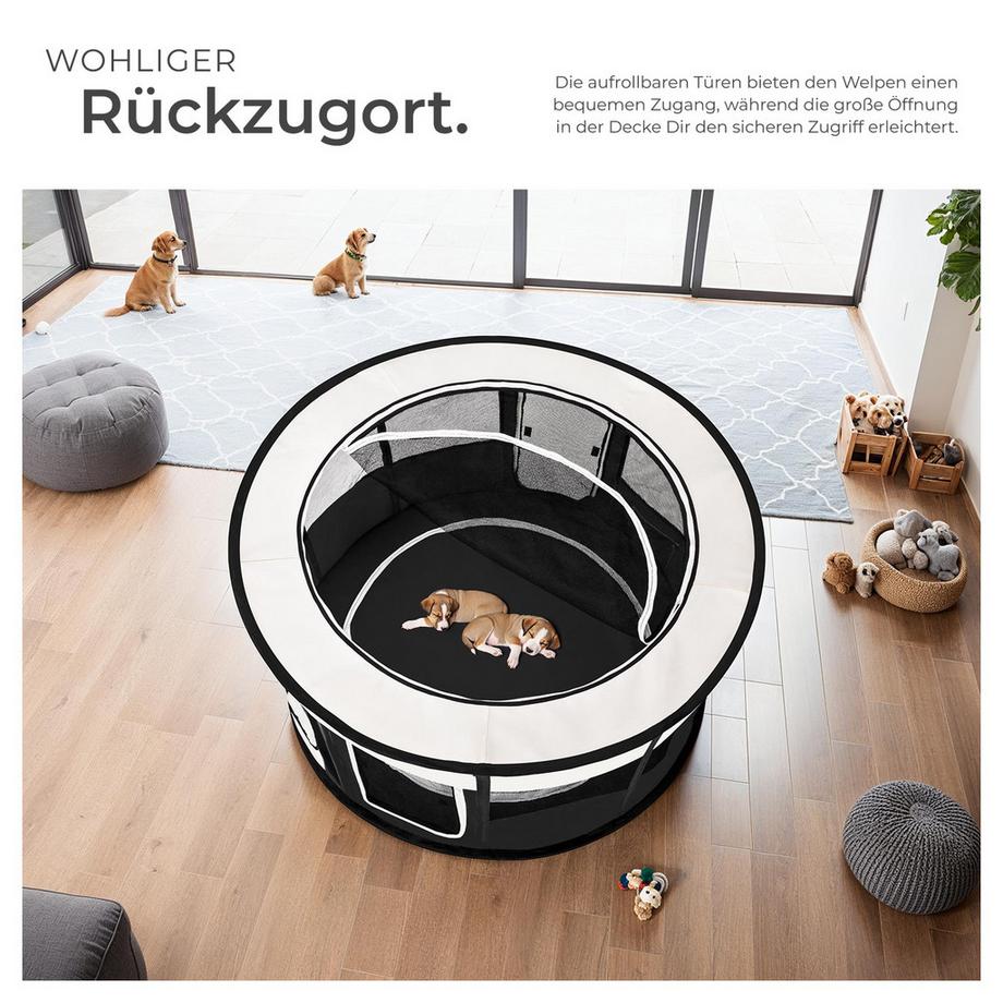 Tectake  Welpenlaufstall Carola aus Polyester mit Tragetasche 