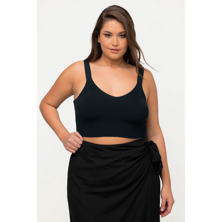 Ulla Popken Bustier in maglia a costine Scollo a V Spalline ampie  