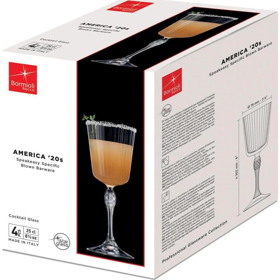 Bormioli Verre à cocktail  America 20s 4 pièces  