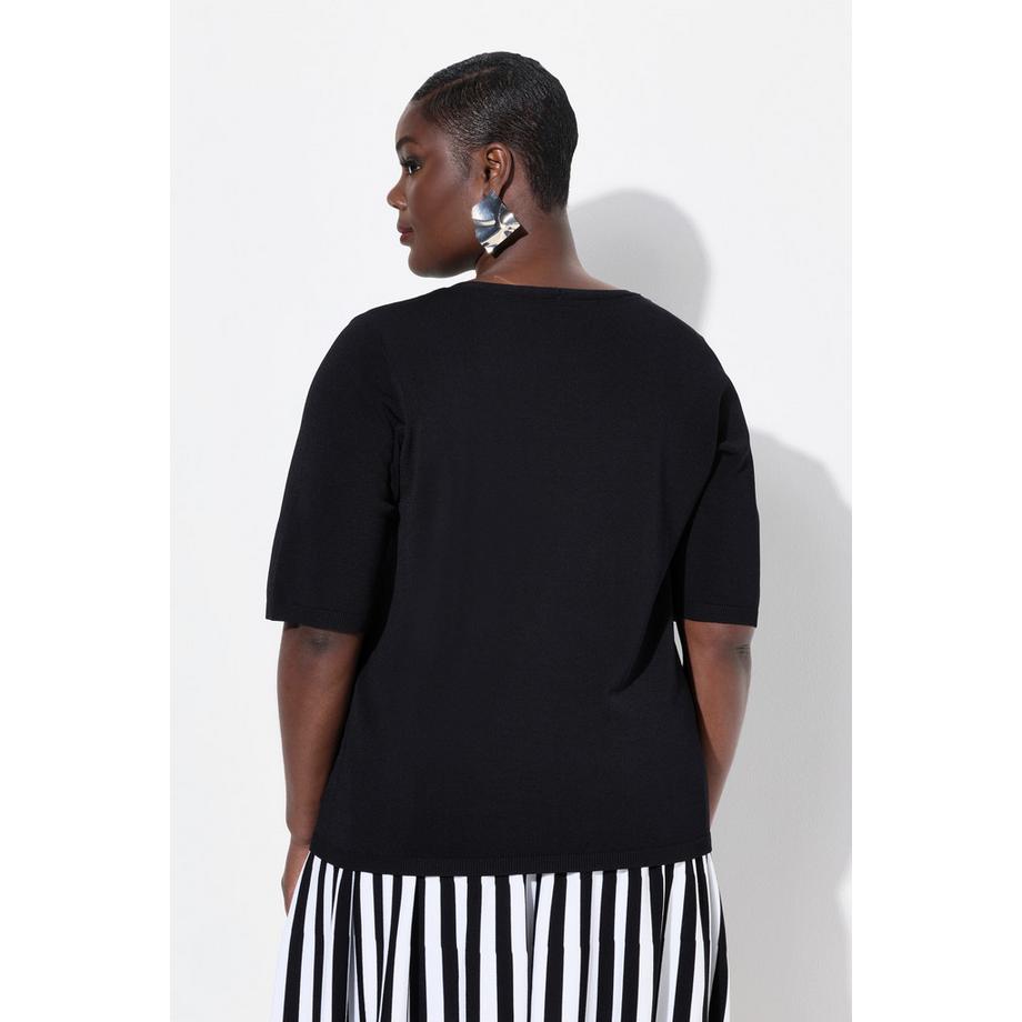 Ulla Popken Pull Col V Manches Courtes Base Élastique  