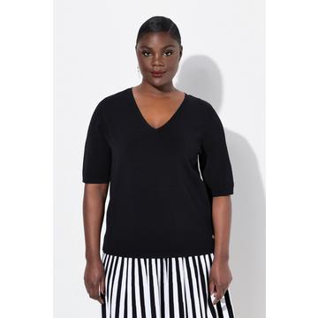 Pull manches courtes, décolleté en V, base élastique