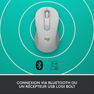 Logitech  Signature M650 - Maus - optisch - 5 Tasten - kabellos - Bluetooth, 2.4 GHz -  Logi Bolt USB-Receiver - Off-White 