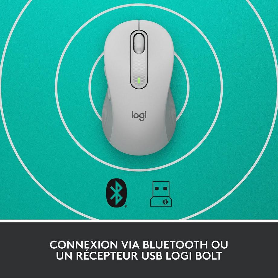 Logitech  Signature M650 Maus Funk, Bluetooth® Rechtshänder Größe: M Optisch Weiß 5 Tasten 4000 dpi 