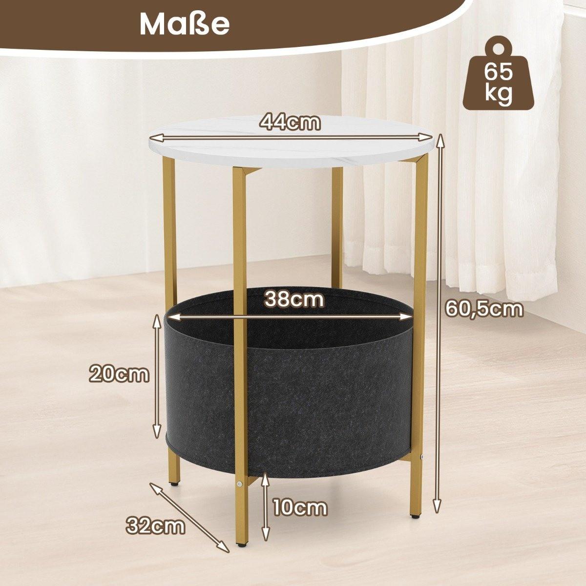 Northix Runder Beistelltisch mit Aufbewahrungskorb  