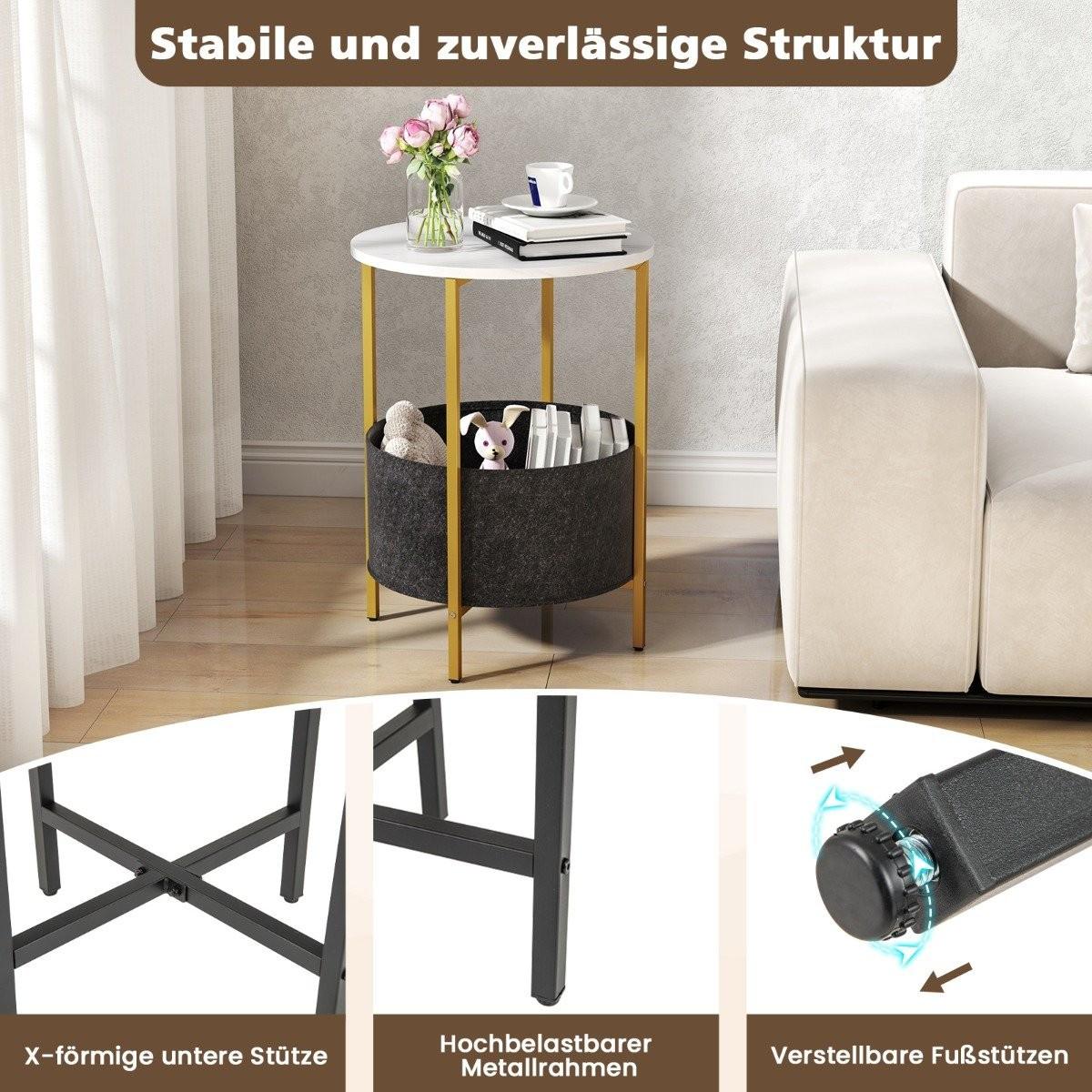 Northix Runder Beistelltisch mit Aufbewahrungskorb  