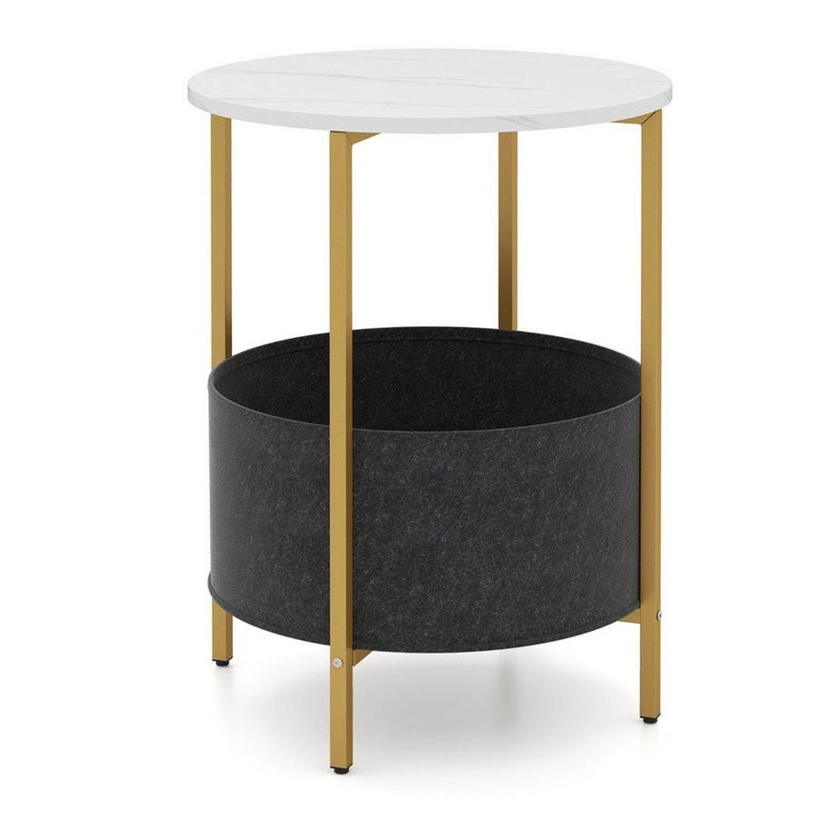 Table d'appoint ronde avec panier de rangement